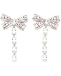 Self-Portrait - Crystal-Bow Drop Earrings - Lyst