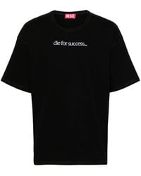 DIESEL - T-Shirt mit Slogan-Stickerei - Lyst