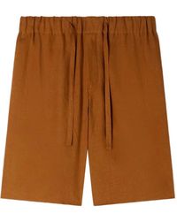 Sandro - Elastic Waist Linen Shorts - Lyst