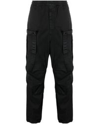 Stone Island - Elasticated Band Loose Cargo Trousers In Broken Twill Cotton - Lyst