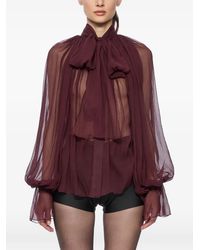 Atu Body Couture - Semi-Sheer Tie-Neck Blouse - Lyst