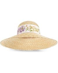 Ferragamo - Floral-Print Silk-Trimmed Straw Hat - Lyst
