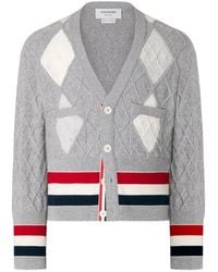 Thom Browne - Argyle Intarsia Cardigan - Lyst