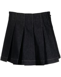 Remain - Pleated Denim Mini Skirt - Lyst
