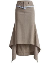 Monse - Deconstructed-Waistband Houndstooth Midi Skirt - Lyst