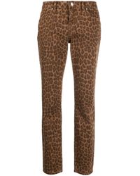 P.A.R.O.S.H. - Leopard-pattern Slim-fit Cropped Trousers - Lyst