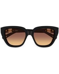 Chloé - Cat-Eye-Sonnenbrille Mit Logo-Schild - Lyst