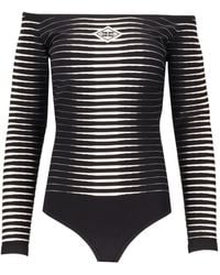 Elisabetta Franchi - Striped Off-Shoulder Top - Lyst