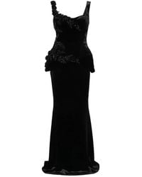 Adamaris - Bead-Embellished Velvet Maxi Skirt And Top Set - Lyst
