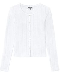 Ganni - Pointelle-Knit Cardigan - Lyst
