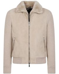 Moorer - Shearling-Collar Panelled Jacket - Lyst