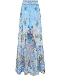 CAMILLA - Al Manial Palace Embellished Printed Silk-Crepon Wide Leg Pants - Lyst