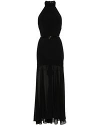 Elisabetta Franchi - Long Semi-Sheer Dress With Open Back - Lyst
