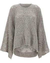 Maurizio Mykonos - Lace-Panel Open-Knit Poncho - Lyst