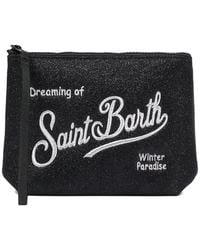 MC2 Saint Barth - Aline Glitter-Effect Embroidered Clutch Bag - Lyst