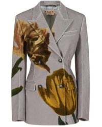 Marni - Samtblazer Mit Tulpen-Print - Lyst