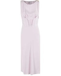 Elisabetta Franchi - Sleeveless Midi Dress With Corset Effect - Lyst
