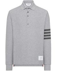 Thom Browne - 4-Bar Textured-Pique Long-Sleeved Polo Shirt - Lyst