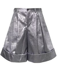 Comme des Garçons - Metallic-Effect Pleated Shorts - Lyst