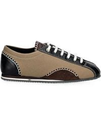 Wales Bonner - Paris Contrast-Stitch Leather-Panelled Sneakers - Lyst