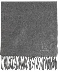 Max Mara - Sciarpa Con Logo Ricamato E Frange - Lyst