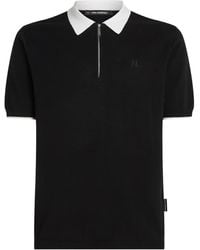 KARL LAGERFELD - Contrast-Collar Half-Zip Polo Shirt - Lyst