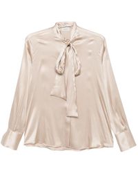 Mazzarelli - Blouse En Satin À Col Lavallière - Lyst