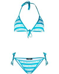 Balmain - Gestreifter Neckholder-Bikini - Lyst