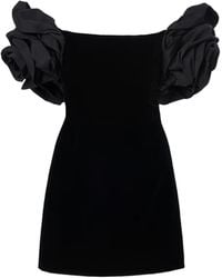 Carolina Herrera - Floral Off-Shoulder Velvet Mini Dress - Lyst