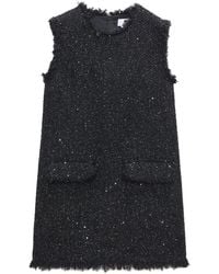 MSGM - Frayed-Edge Tweed Mini Dress - Lyst