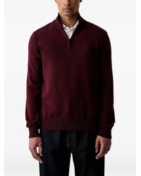 Emporio Armani - Half-Zip Logo-Embroidered Sweater - Lyst