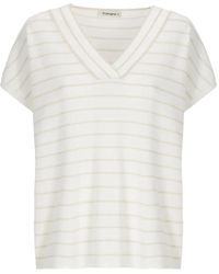 Kangra - Striped V-Neck T-Shirt - Lyst