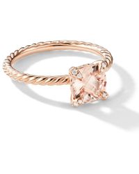 David Yurman - Anello Chatelaine in oro rosa 18kt con morganite e diamanti - Lyst