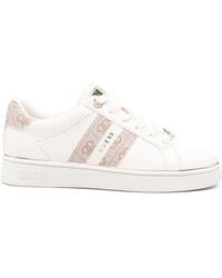 Guess - Logo-Print Leather Sneakers - Lyst