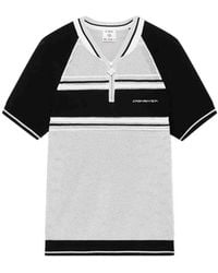 CASABLANCA - Metallic Mesh Stripe Zip Polo - Lyst