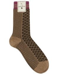 Gallo - Geometric-Pattern Metallic-Thread Socks - Lyst