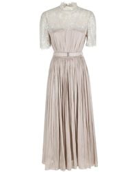 Nissa - Lace-Panelled Sequin-Embellished Midi Dress - Lyst