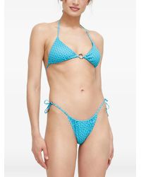 Trussardi - Geometric-Print Ring-Detail Bikini Top - Lyst