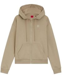HUGO - Zip-Up Drawstring Hoodie - Lyst