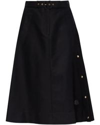 Moncler - Midi-Rok Met Knoopsluiting En Ceintuur - Lyst