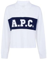 A.P.C. - Brianne Logo-Patch Long-Sleeve Polo Shirt - Lyst