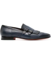 Santoni - Decorative-stitching Leather Monk Shoes - Lyst