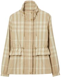 Burberry - Check Funnel Neck Jacket - Lyst
