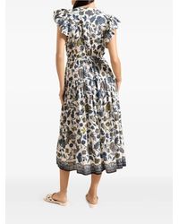Ulla Johnson Olga Flutter Sleeve Midi Dress in Black | Lyst