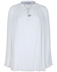 Lanvin - Blusa Plisada Con Lazo En El Cuello - Lyst