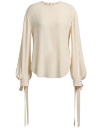 Alberta Ferretti - Tie-Cuff Long-Sleeve Blouse - Lyst