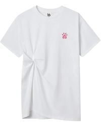 B+ AB - Cat-Print Twist-Detail T-Shirt - Lyst