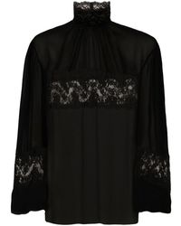 Dolce & Gabbana - Lace Detail Silk Blouse - Lyst