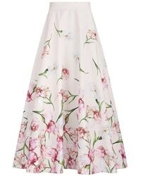 Oscar de la Renta - Iris-Print A-Line Midi Skirt - Lyst