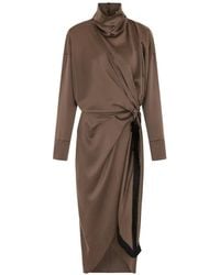16Arlington - Resia Knotted Silk Midi Dress - Lyst